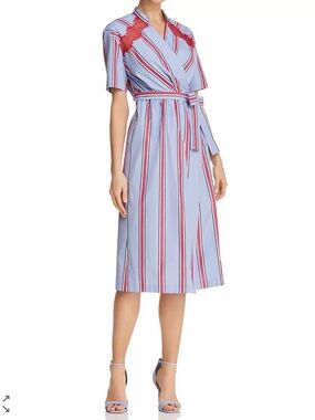 Sandro Mellow Striped Wrap Dress - Exclusive - Blue/Red